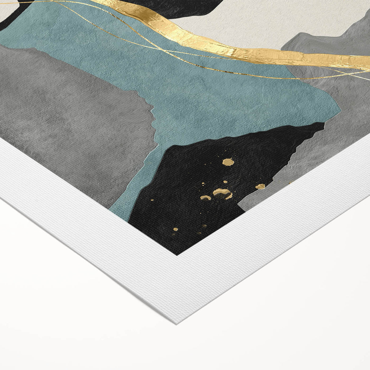 Modern Abstract Wall Art - Black, Gray & Gold Geometric Print