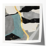 Modern Abstract Wall Art - Black, Gray & Gold Geometric Print