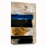 Textured Acrylic Wall Art – Bold Blue, Black, and Gold Layered Strokes