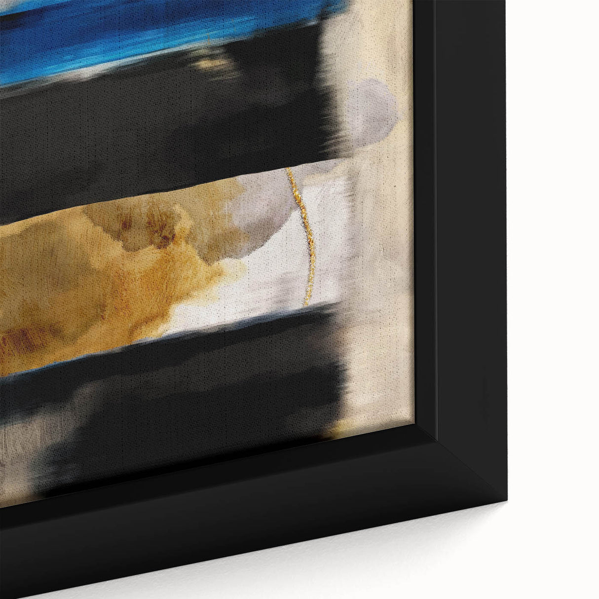 Textured Acrylic Wall Art – Bold Blue, Black, and Gold Layered Strokes