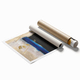 Textured Acrylic Wall Art – Bold Blue, Black, and Gold Layered Strokes