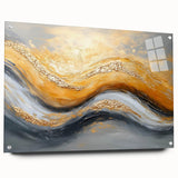 Golden Currents – Modern Fluid Art Prints in Gold and Gray Tones
