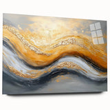 Golden Currents – Modern Fluid Art Prints in Gold and Gray Tones