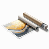 Golden Currents – Modern Fluid Art Prints in Gold and Gray Tones