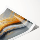 Golden Currents – Modern Fluid Art Prints in Gold and Gray Tones