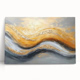 Golden Currents – Modern Fluid Art Prints in Gold and Gray Tones