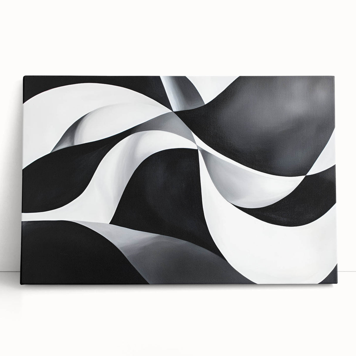 Black and White Geometric Wall Art - Modern Abstract Canvas Print