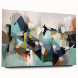 Large Abstract Wall Decor – Teal, Earth Tones & Geometric Energy