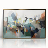 Large Abstract Wall Decor – Teal, Earth Tones & Geometric Energy
