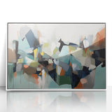 Large Abstract Wall Decor – Teal, Earth Tones & Geometric Energy