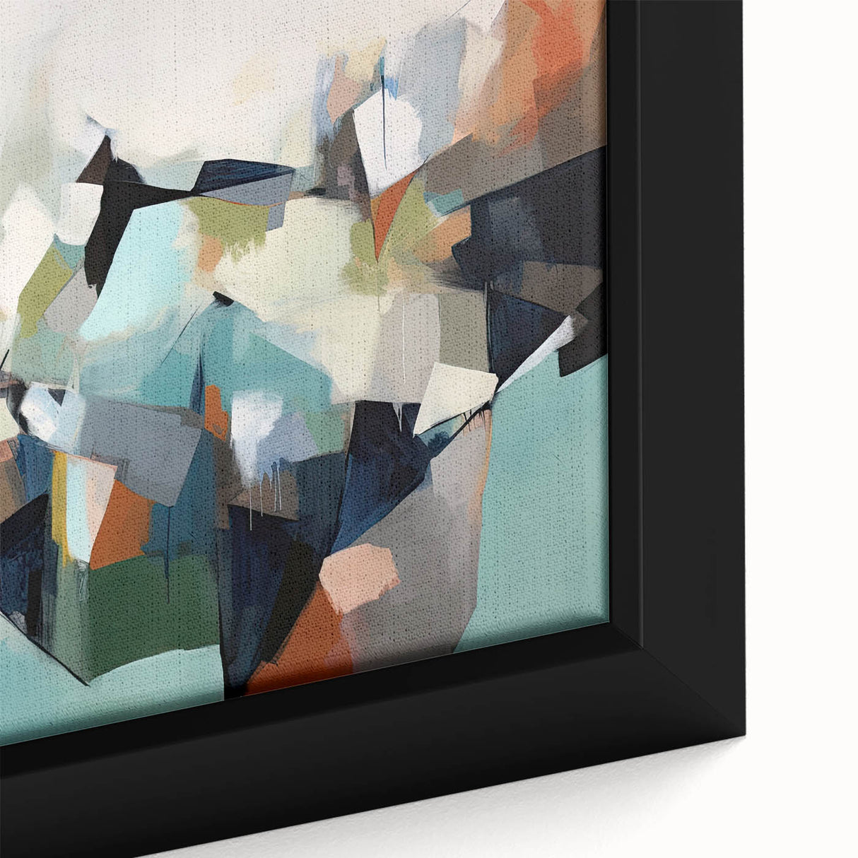 Large Abstract Wall Decor – Teal, Earth Tones & Geometric Energy