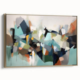 Large Abstract Wall Decor – Teal, Earth Tones & Geometric Energy