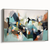 Large Abstract Wall Decor – Teal, Earth Tones & Geometric Energy