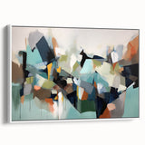 Large Abstract Wall Decor – Teal, Earth Tones & Geometric Energy
