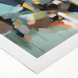 Large Abstract Wall Decor – Teal, Earth Tones & Geometric Energy