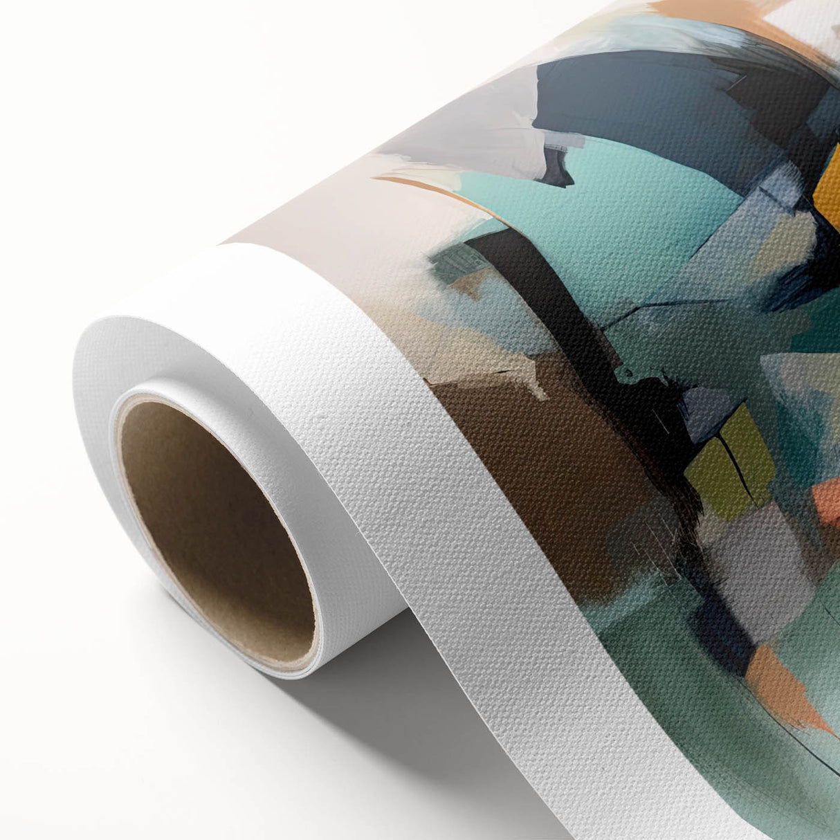 Large Abstract Wall Decor – Teal, Earth Tones & Geometric Energy