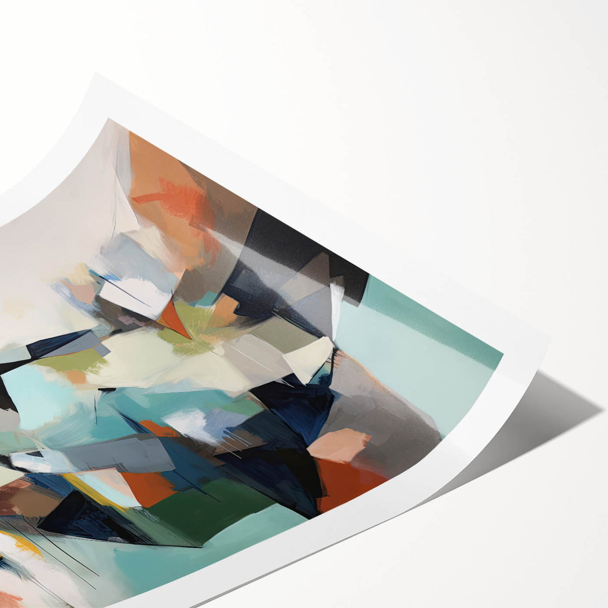Large Abstract Wall Decor – Teal, Earth Tones & Geometric Energy