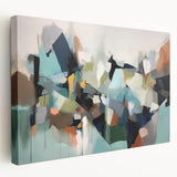 Large Abstract Wall Decor – Teal, Earth Tones & Geometric Energy