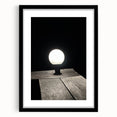 Contemporary Minimalist Nature Art – Night Lamp on Wooden Texture