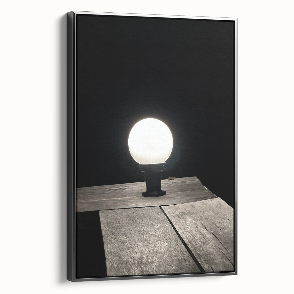 Contemporary Minimalist Nature Art – Night Lamp on Wooden Texture