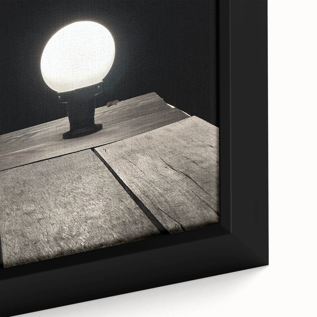 Contemporary Minimalist Nature Art – Night Lamp on Wooden Texture