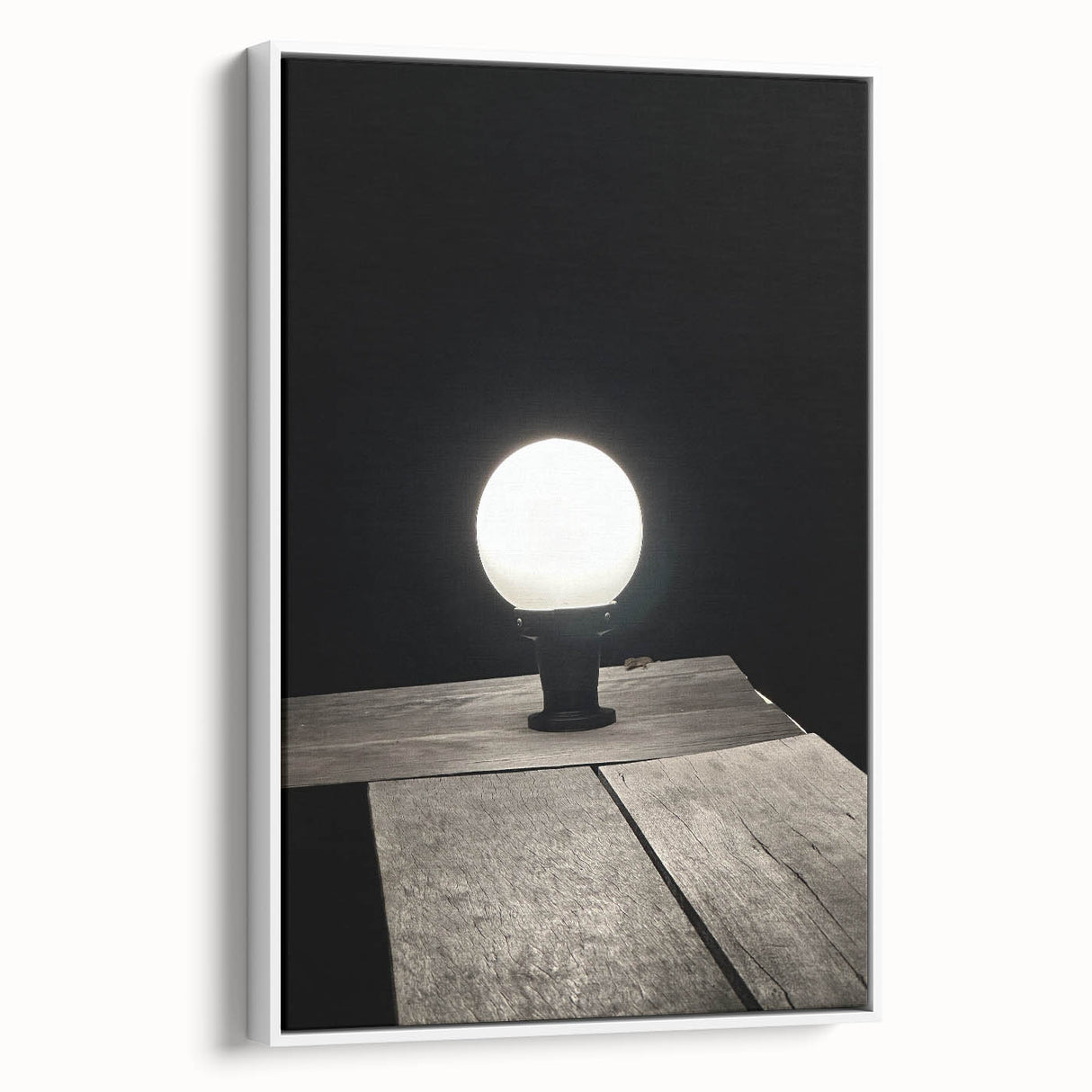 Contemporary Minimalist Nature Art – Night Lamp on Wooden Texture