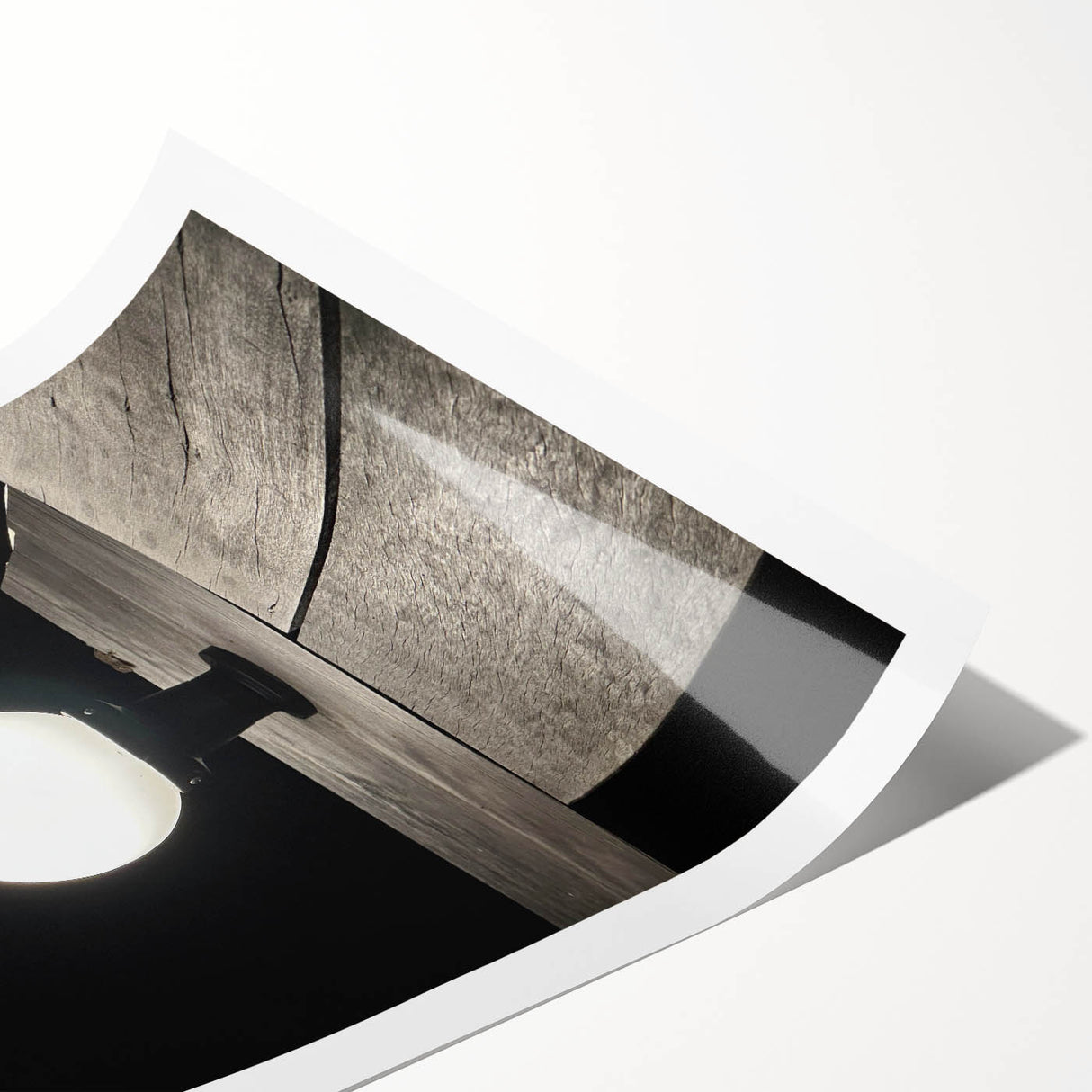 Contemporary Minimalist Nature Art – Night Lamp on Wooden Texture