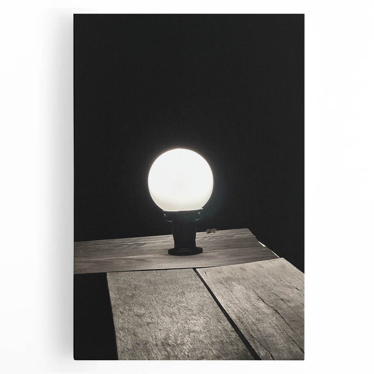 Contemporary Minimalist Nature Art – Night Lamp on Wooden Texture