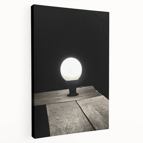 Contemporary Minimalist Nature Art – Night Lamp on Wooden Texture
