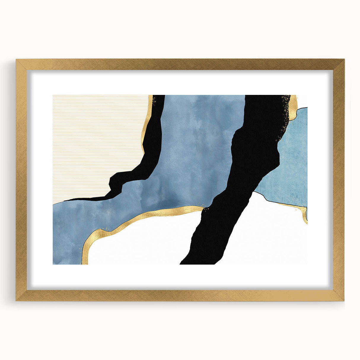 Contemporary Canvas Prints - Blue & Gold Modern Abstract Art