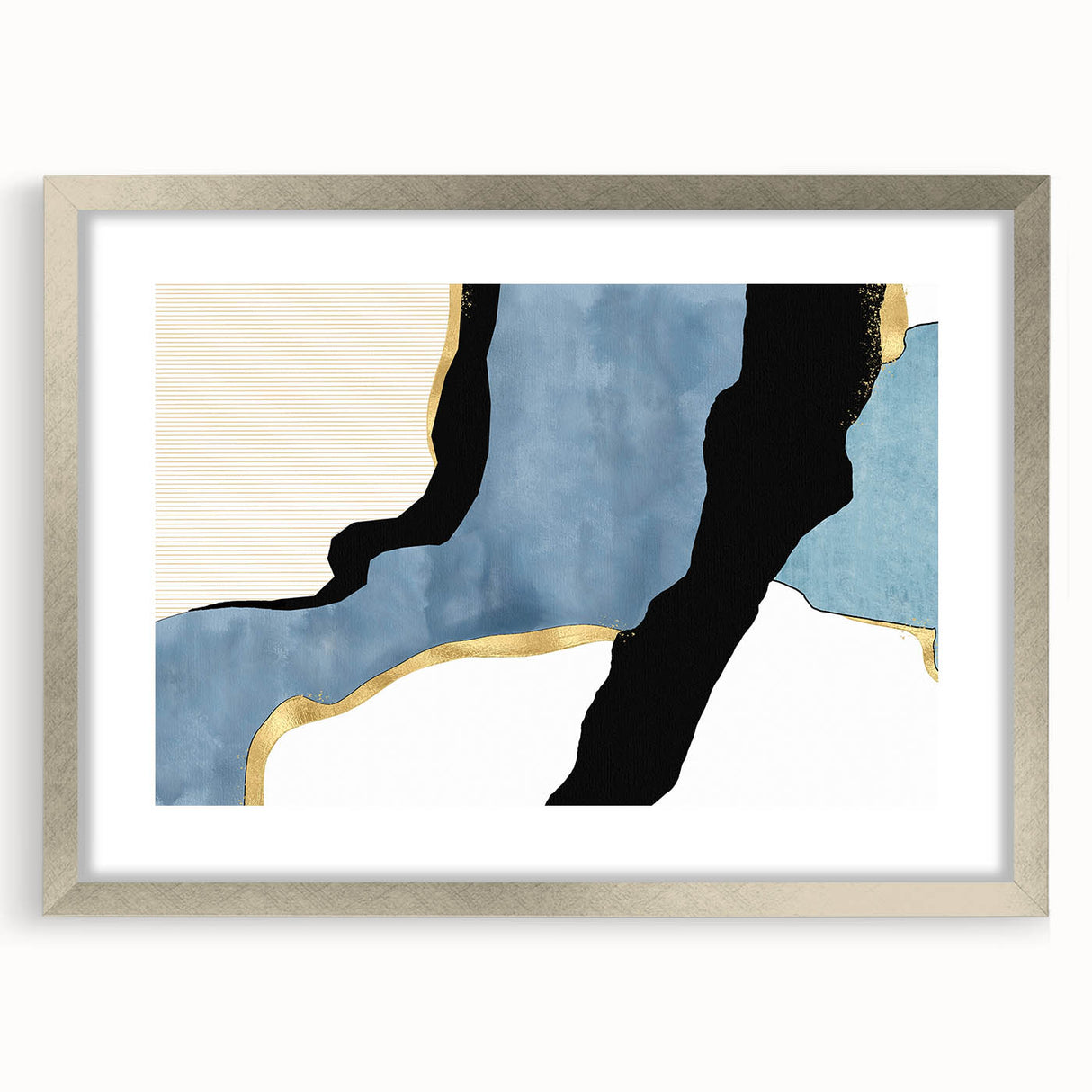 Contemporary Canvas Prints - Blue & Gold Modern Abstract Art