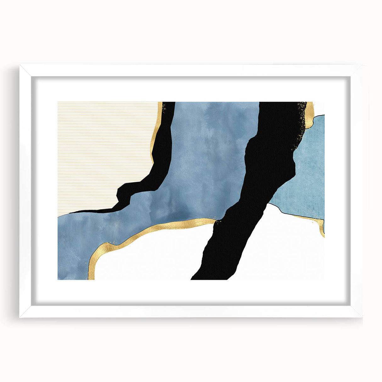 Contemporary Canvas Prints - Blue & Gold Modern Abstract Art