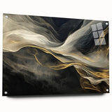 Mystic Drift – Fluid Acrylic Wall Decor in Black, Gold, and White
