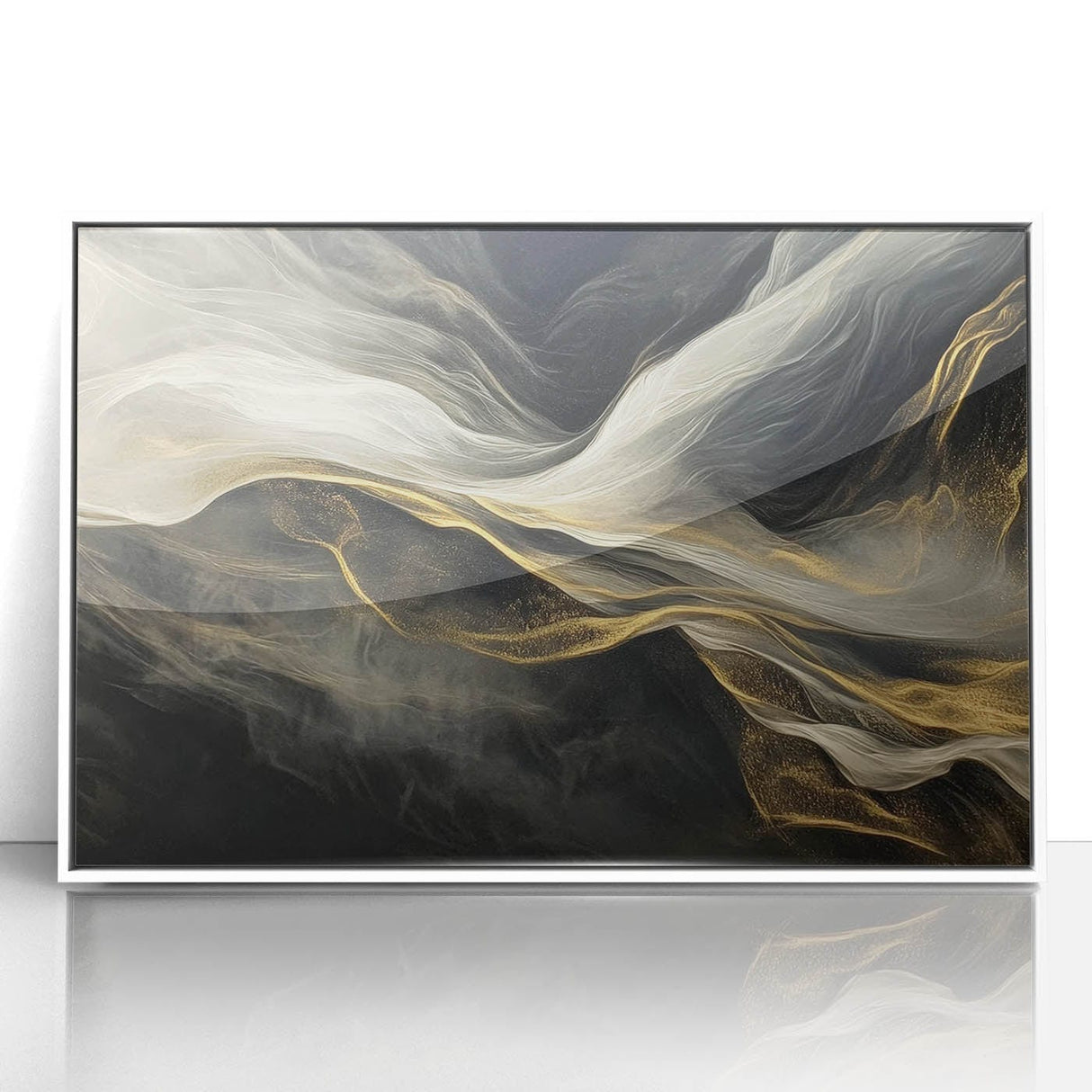 Mystic Drift – Fluid Acrylic Wall Decor in Black, Gold, and White