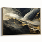 Mystic Drift – Fluid Acrylic Wall Decor in Black, Gold, and White