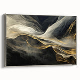 Mystic Drift – Fluid Acrylic Wall Decor in Black, Gold, and White