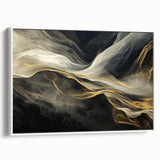 Mystic Drift – Fluid Acrylic Wall Decor in Black, Gold, and White