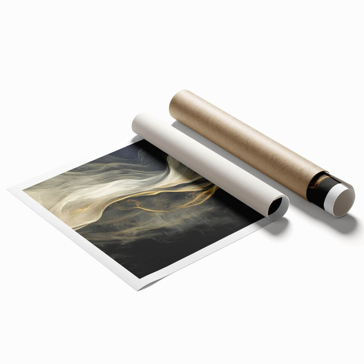 Mystic Drift – Fluid Acrylic Wall Decor in Black, Gold, and White