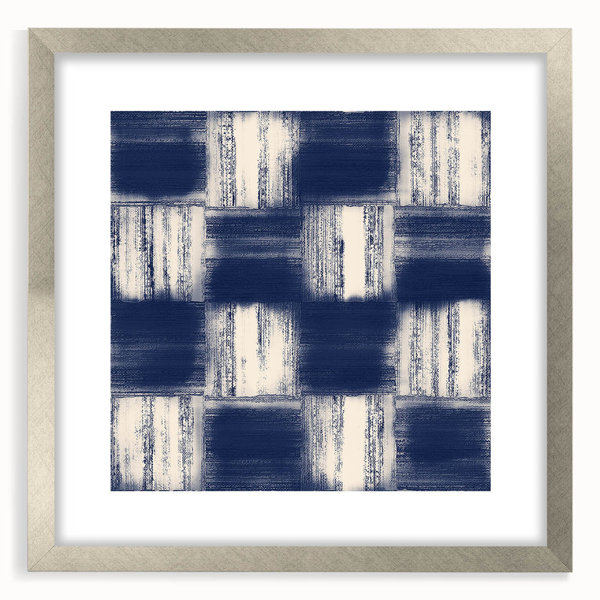 Earthen Harmony Abstracts – Navy Blue Grid Modern Abstract Wall Art