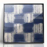 Earthen Harmony Abstracts – Navy Blue Grid Modern Abstract Wall Art