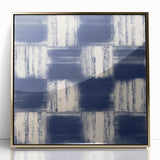 Earthen Harmony Abstracts – Navy Blue Grid Modern Abstract Wall Art