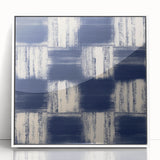 Earthen Harmony Abstracts – Navy Blue Grid Modern Abstract Wall Art