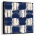 Earthen Harmony Abstracts – Navy Blue Grid Modern Abstract Wall Art
