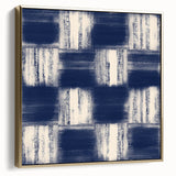 Earthen Harmony Abstracts – Navy Blue Grid Modern Abstract Wall Art