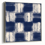 Earthen Harmony Abstracts – Navy Blue Grid Modern Abstract Wall Art