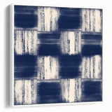 Earthen Harmony Abstracts – Navy Blue Grid Modern Abstract Wall Art