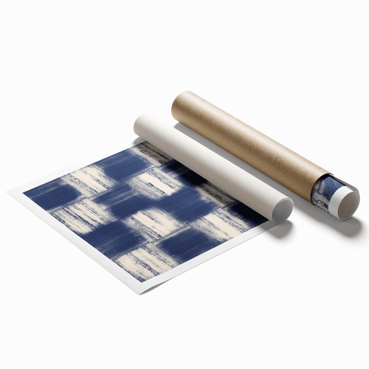 Earthen Harmony Abstracts – Navy Blue Grid Modern Abstract Wall Art