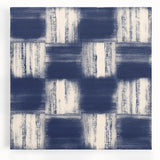 Earthen Harmony Abstracts – Navy Blue Grid Modern Abstract Wall Art
