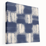 Earthen Harmony Abstracts – Navy Blue Grid Modern Abstract Wall Art