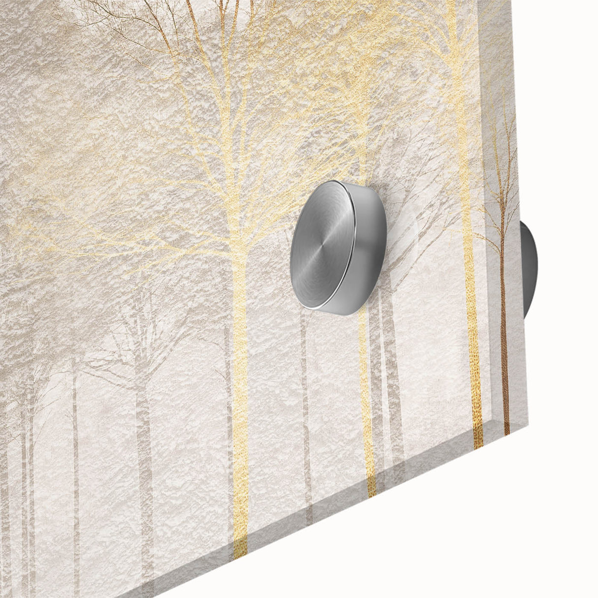 Minimalist Mountain Wall Art – Textured Golden Forest in Haze